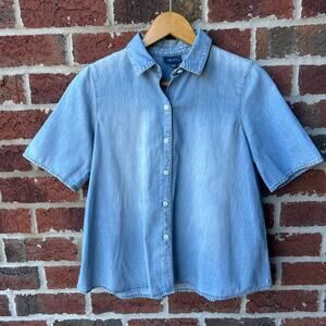 J. Jill Chambray Button Down Flared Shirt Size XS-Petite